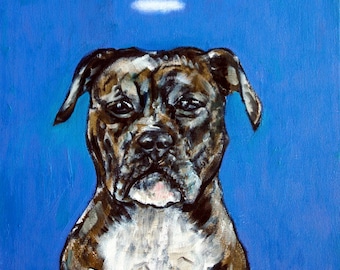 Pit Bull Dog Angel Coaster Tile - Modern Art Gift