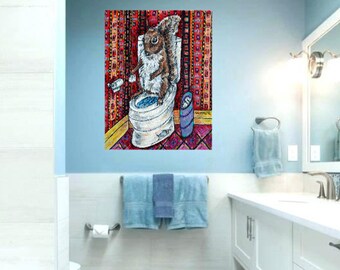 squirrel art bathroom decor canvas print - ready to hang aimal art by SCHMETZPETZ