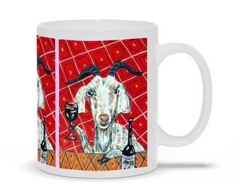 Goat mug wine decor - 11 oz or 15 oz - birthday gift for him - wine lover gift