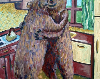 Dancing Bears animal art on ready to hang gallery wrapped canvas- multiple sizes available