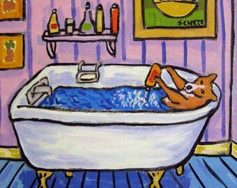 Basenji Taking a Bath - dog art - tile coaster - animal lover gift - home decor