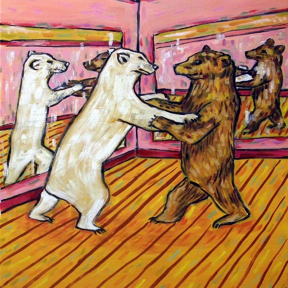 POLAR BEAR art tile coaster gift sleeping bear JSCHMETZ gift