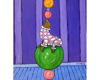 Sea Lion Jester Balancing Act Animal Art Print