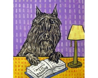 Bouvier Des Flandres library art  Dog Art Print  JSCHMETZ MODERN abstract folk pop art AMERICANA