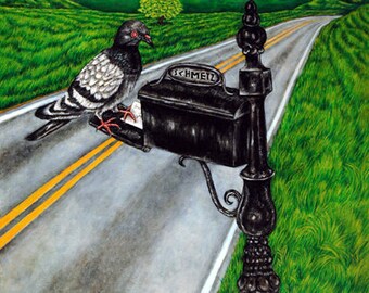 Pigeon Mail Delivery Bird  Animal Art Print