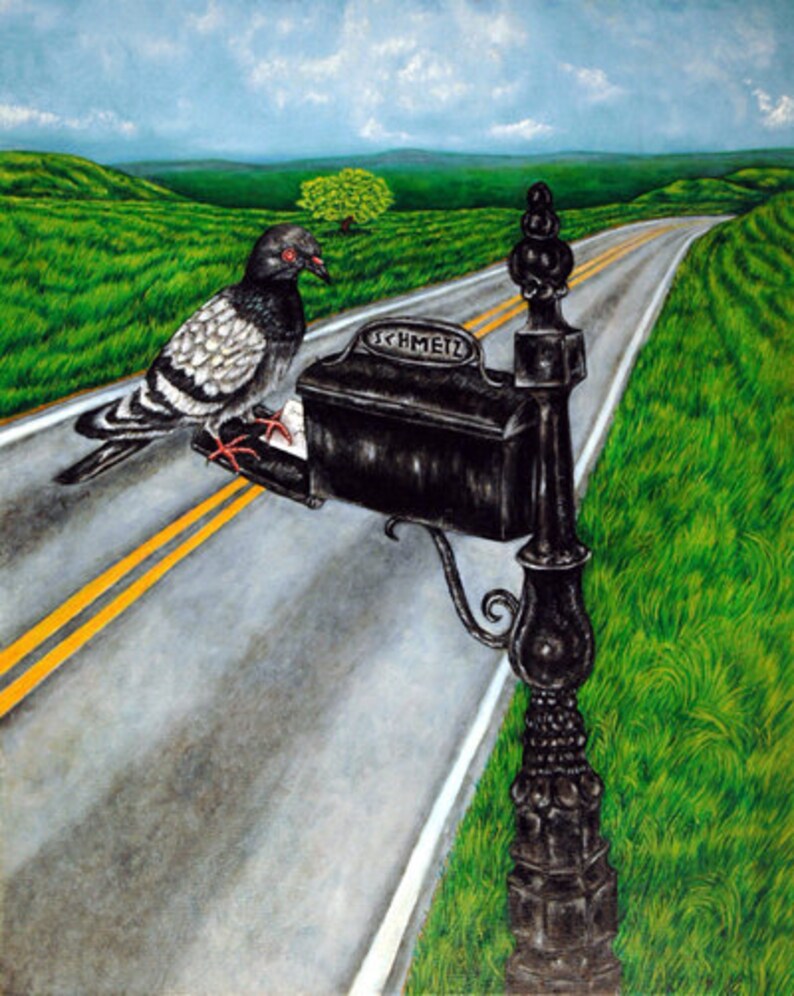 Pigeon Mail Delivery Bird Animal Art Print Etsy