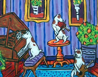 The Pit Bull Terrier Trio Dog Art coaster tile