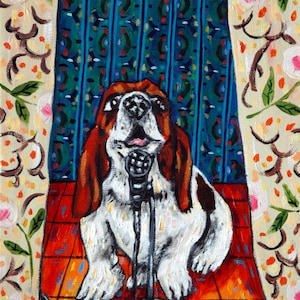 basset hound dog -  dog art PRINT , basset hound print,dog art,dog print,modern dog art,modern folk art,pop  art,gift,poster