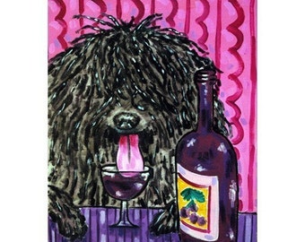 Puli at the Wine Bar Dog Art print