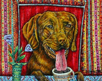 rhodesian ridgeback coffee shop dog art coaster tile gift schmetz modern folk