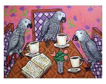 AFRICAN grey parrot print coffee decor 13x19 print - matte or glossy