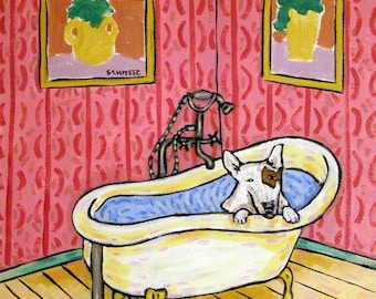 Bull Terrier dog art PRINT poster gift JSCHMETZ modern bathroom folk