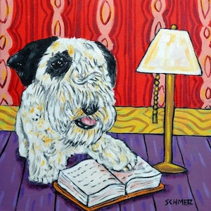Sealyham terrier dog art tile coaster  - library decor - multiple sizes