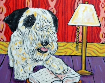 Sealyham terrier dog art tile coaster  - library decor - multiple sizes