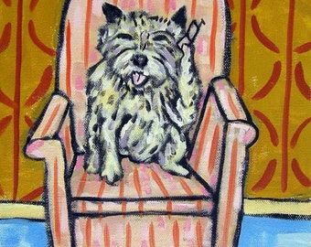 Cairn Terrier Talking on a Cell Phone Dog art tile coaster