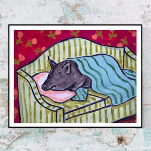 pot belly pig art animal canvas print gift modern Giclee- ready to hang by Jay Schmetz