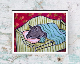 pot belly pig art animal canvas print gift modern Giclee- ready to hang by Jay Schmetz