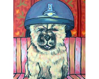 Chow Chow at the Salon Dog Art Print   JSCHMETZ modern abstract folk pop art AMERICAN ART gift