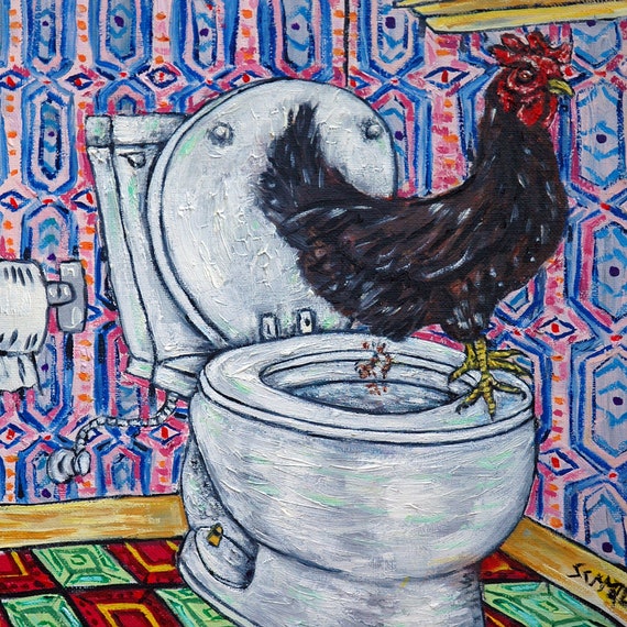 Chicken Bathroom Chicken Coaster Tile Animal Decor Animal Etsy