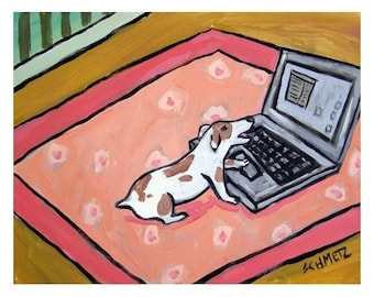 jack russell print, 13x19 print, jrt, jack russell terrier, modern dog art, folk art