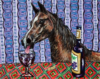 arabian horse print wine art colorful animal gift buy jay schmetz