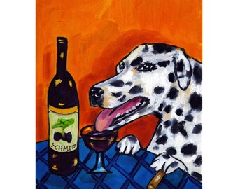 Dalmatian Wine art Bar Dog Art Print 13x19 JSCHMETZ abstract folk art pop art MODERN