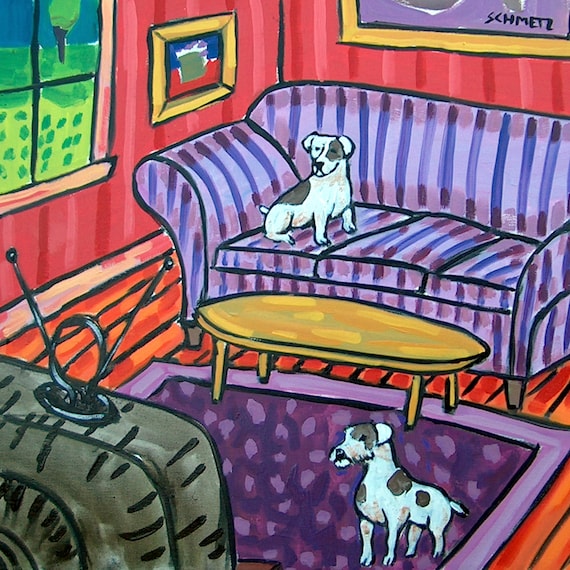 JAck Russell angel dog print on ceramic tile COASTER gift JSCHMETZ pop art