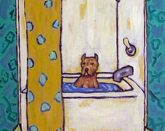 Pit Bull art, dog wall art, animal dog decor, bathroom decor, bathroom art, dog print, archival print, dog wall decor, abstract dog art