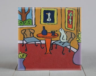 Duck gift coaster tile art gift
