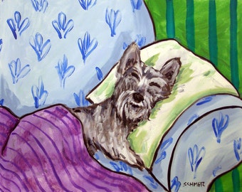 Schnauzer dog art PRINT poster gift modern folk art JSCHMETZ