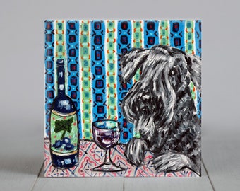 cairn terrier at the wine bar dog art tile coaster - multiple sizes available