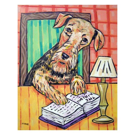 Airedale terrier dog bathroom art print dog prints 11x14 animals gift new