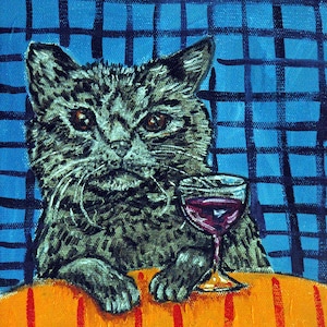 black russian - cat art - print - on canvas or paper - animal decor