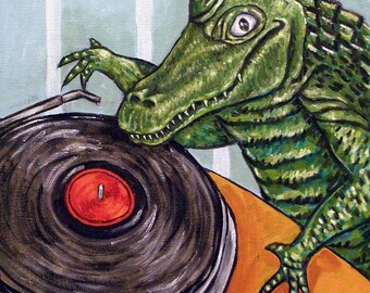 Alligator Dj Animal Art coaster tile