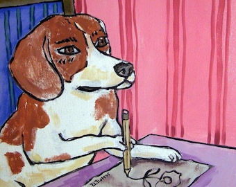 beagle tile - beagle art - Beagle Artist Dog Art coaster tile - beagle gifts - coaster 