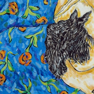 scottish terrier sleeping dog art print on matte or glossy paper - home decor