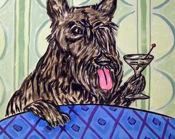 Scottish Terrier martini dog coaster tile ceramic gift pet - multiplre sizes available