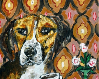 harrier art print - coffee room decor - stretched canvas or paper print - gift for dog owner