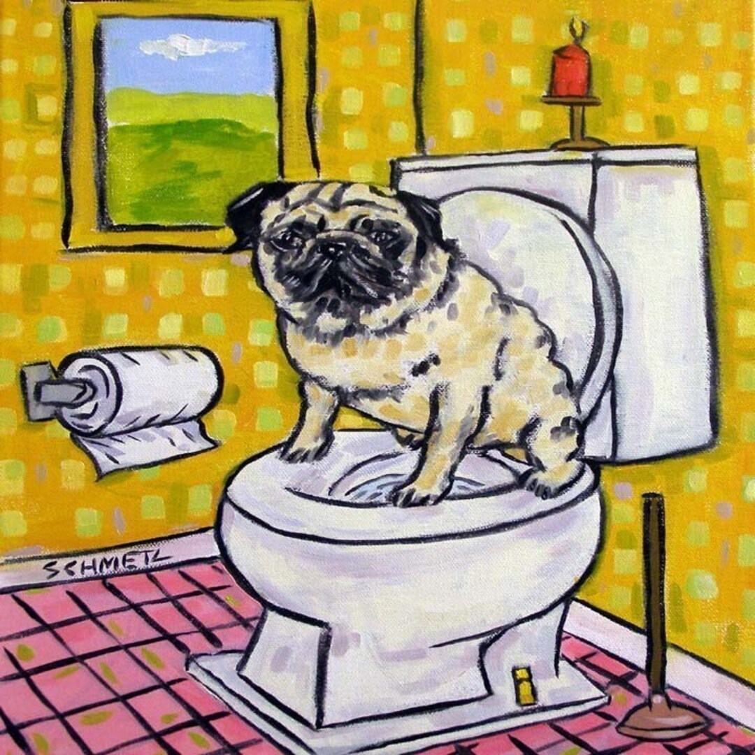 Pug Tile Dog Coaster Art Bathroom Dog Decor Animal Art Dog Etsy