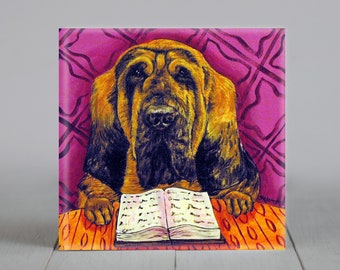 Bloodhound dog coaster - art tile - birthday gift for him or her - dog owner gift - farmhouse decor