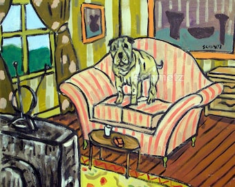 Shar pei watching tv dog art tile coaster - multiplre sizes