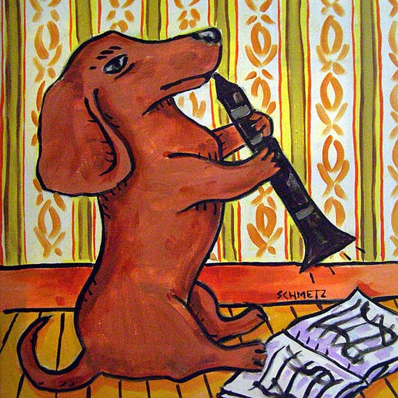 Dachshund skateboard picture ceramic dog art tile gift