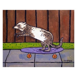 Ferret Riding a Skateboard Art Print