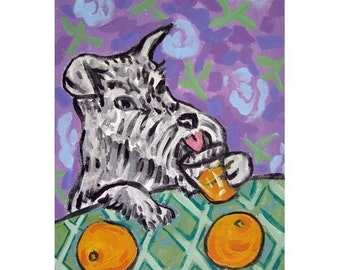 Schnauzer Drinking Orange Juice Art Print