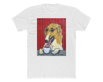 borzoi shirt art dog coffee themed gift graphic t-shirt clothing apparel gift for boyfriend or girlfriend unisex