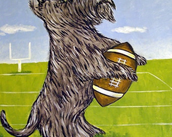 scottish terrier playing football dog art tile coaster gift - multple sizes