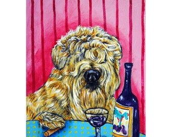 Soft Coated wheaten Terrier at the Wine Bar Dog Art Print