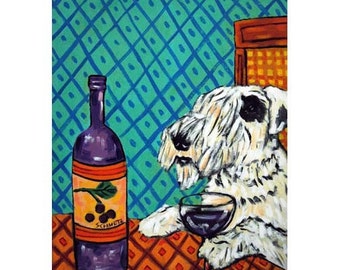 sealham terrier art print - wine decor - 13x19 art print - matte or glossy