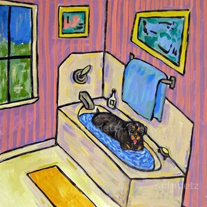 Rottweiler canvas print, archival bathroom decor, bathroom print, dog art canvas, dog decor, dog wall art, canva sprint, giclee canvas