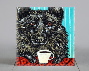 schipperke - Dog art tile - coaster - art lover - coffee decor - animal artwork - dog lover gifts